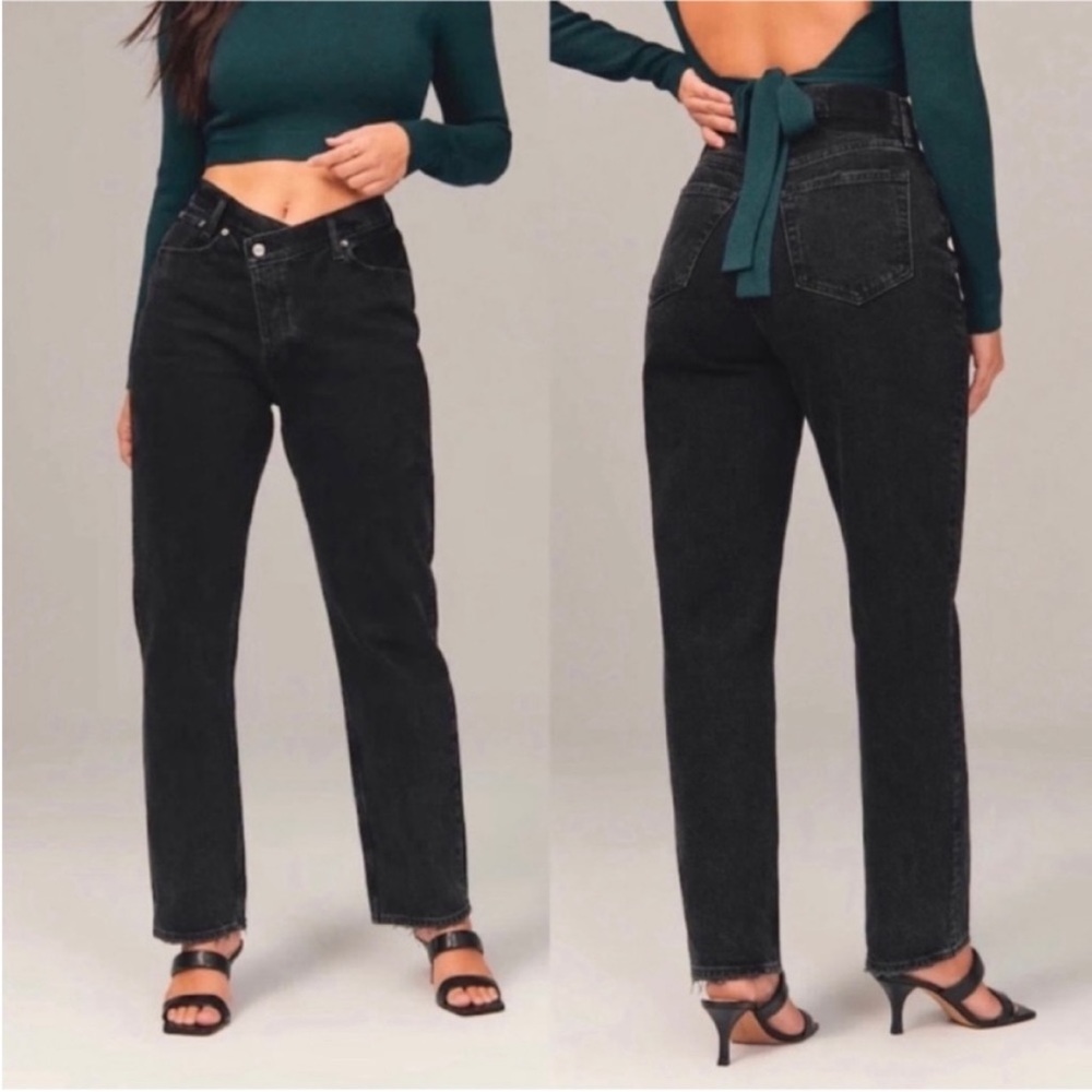 Abercrombie & Fitch The Dad High Rise Criss Cross Waist Black Size 28S